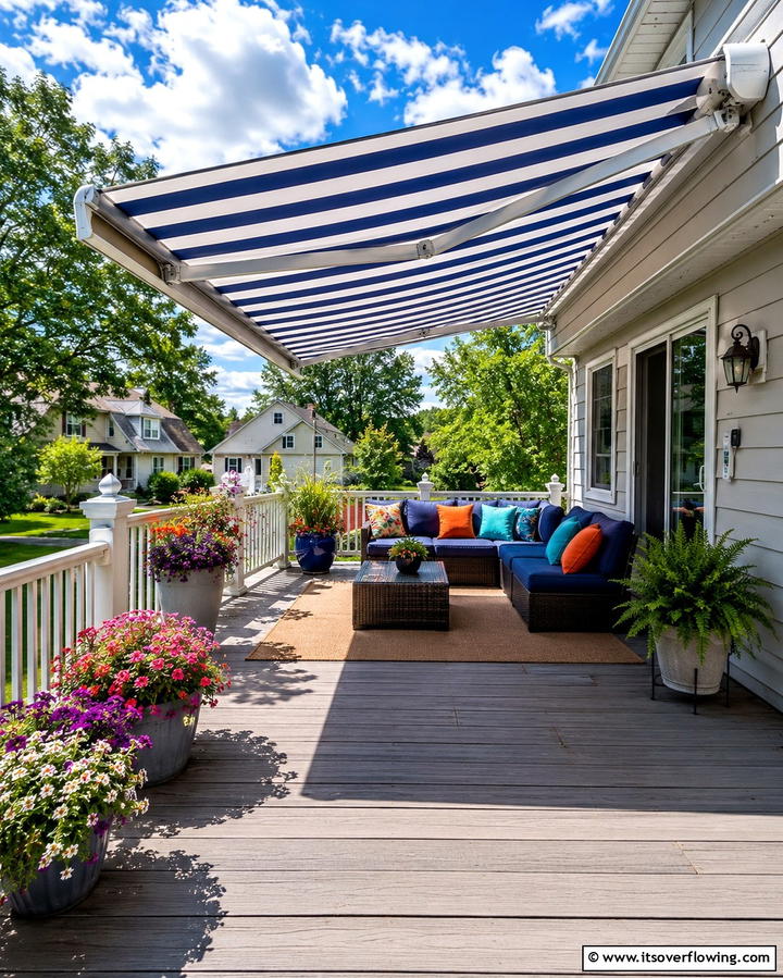 Retractable Awning for Flexible Coverage - 25 Covered Deck Ideas for Year-Round Outdoor Living