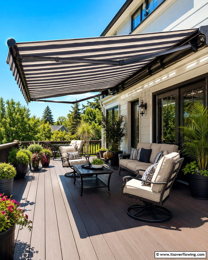 Retractable Awning for Flexible Shade - 25 Stunning Deck Awning Ideas for Outdoor Living