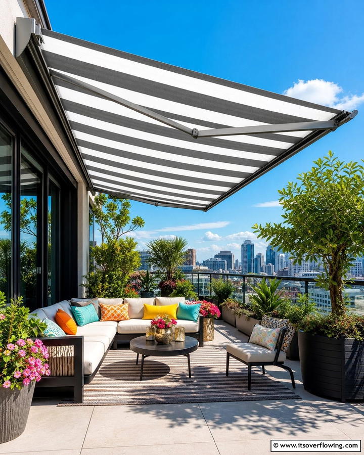 Retractable Awning for Shade - 20 Penthouse Balcony Ideas for a Luxurious Outdoor Space