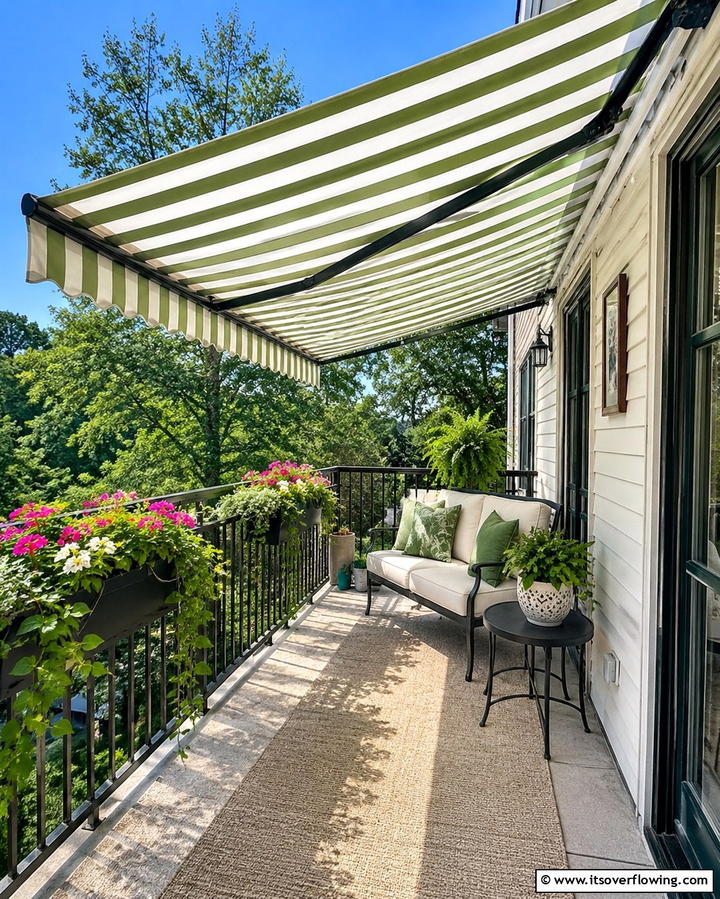 Retractable Awning for Versatile Coverage - 25 Balcony Shade Ideas for Comfortable Outdoor Relaxation