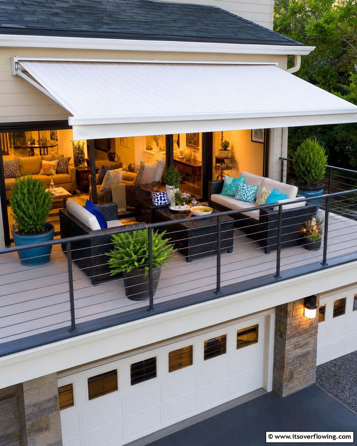 Retractable Awning - 20 Balcony Over Garage Ideas for Extra Space