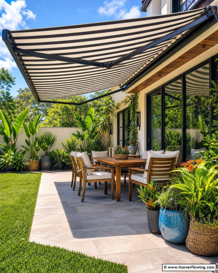 Retractable Awnings - 20 Garden Shade Ideas to Create a Cool and Comfortable Outdoor Space