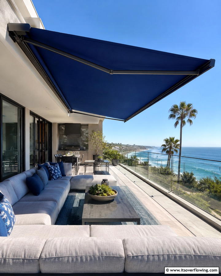 Retractable Awnings - 30 Balcony Privacy Ideas for Secluded Outdoor Spaces