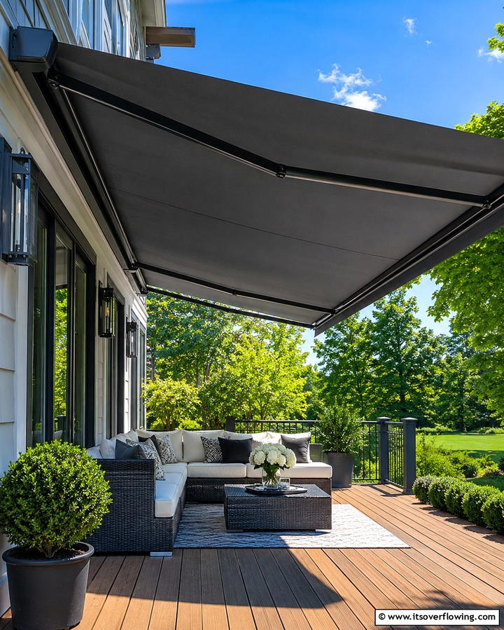 Retractable Awnings Innovation - 30 Barndominium Front Porch Ideas for Rustic Charm