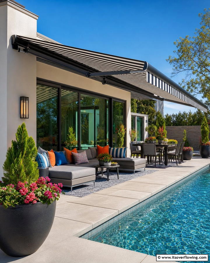 Retractable Awnings - 17 Pool Shade Ideas for Stylish Outdoor Swimming Areas