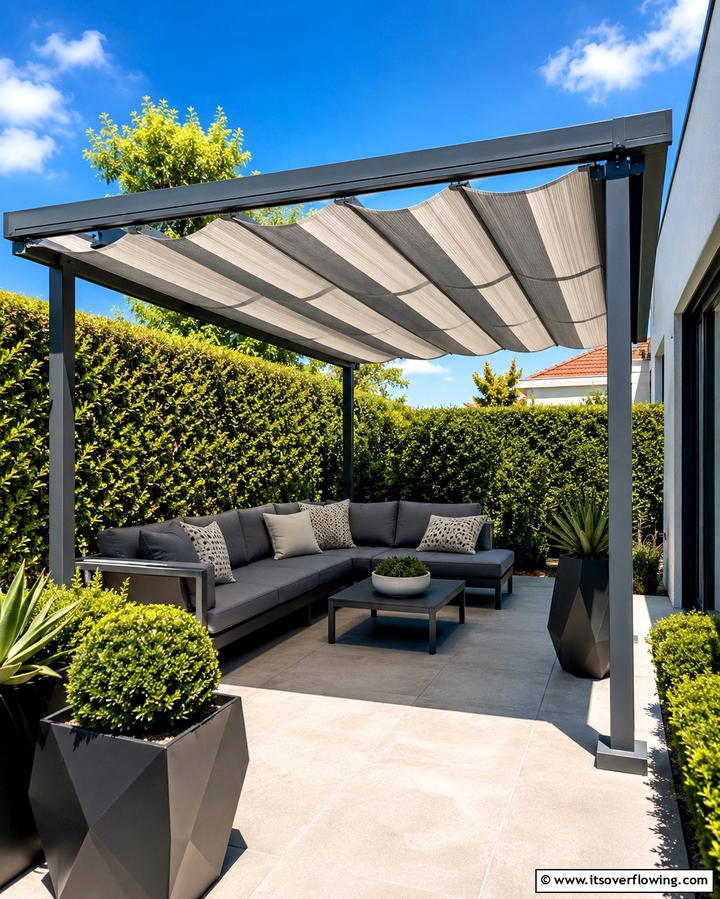 Retractable Canopy Pergola - 20 Small Patio Pergola Ideas for Cozy Outdoor Spaces