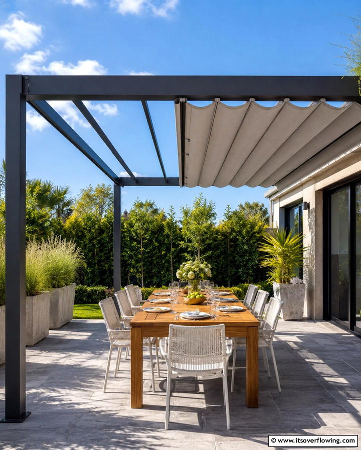 Retractable Canopy for Flexible Shade - 25 Pergola Roof Ideas to Enhance Your Outdoor Living Space