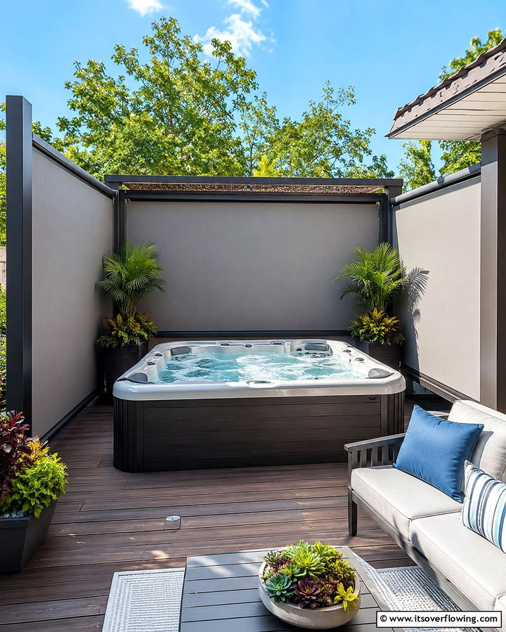 Retractable Screens for Adjustable Privacy - 25 Backyard Hot Tub Privacy Ideas for Relaxing Spaces