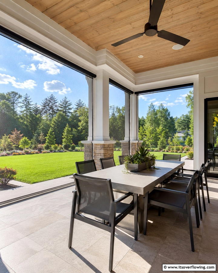 Retractable Screens for Versatility - 25 Three Season Porch Ideas for Year-Round Enjoyment