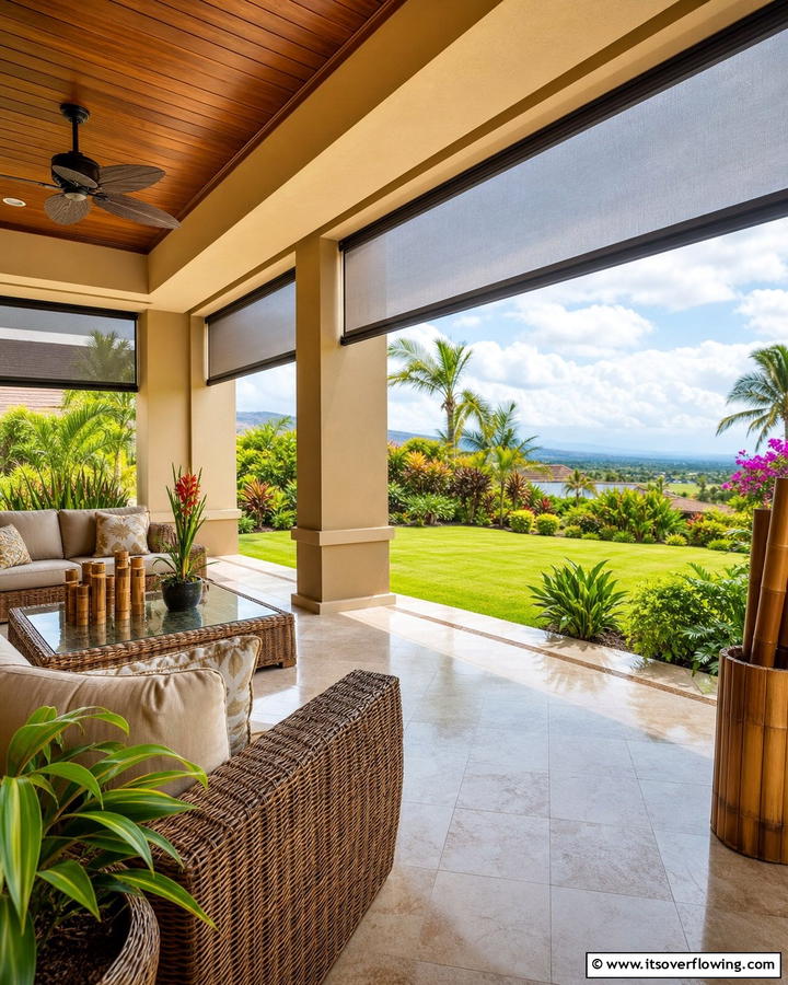 Retractable Screens for Versatility - 20 Lanai Porch Ideas- Tropical Outdoor Living