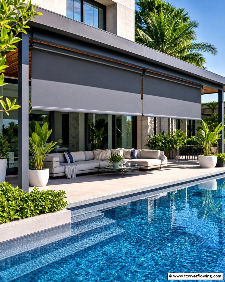 Retractable Shade Blinds - 17 Pool Shade Ideas for Stylish Outdoor Swimming Areas