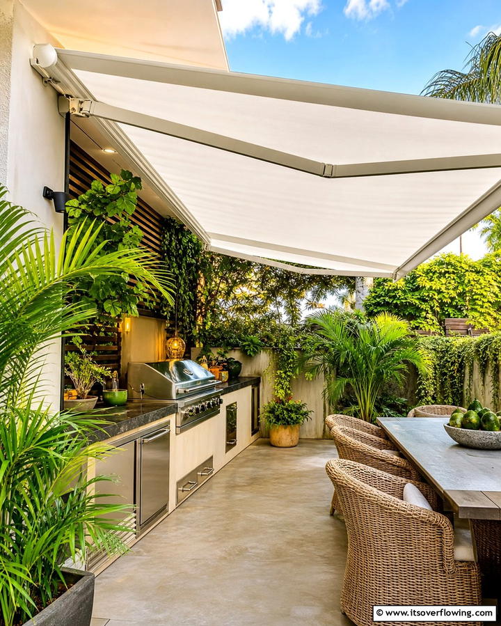 Retractable Shade Retreat - 21 Small Outdoor Kitchen Designs for Compact Entertaining