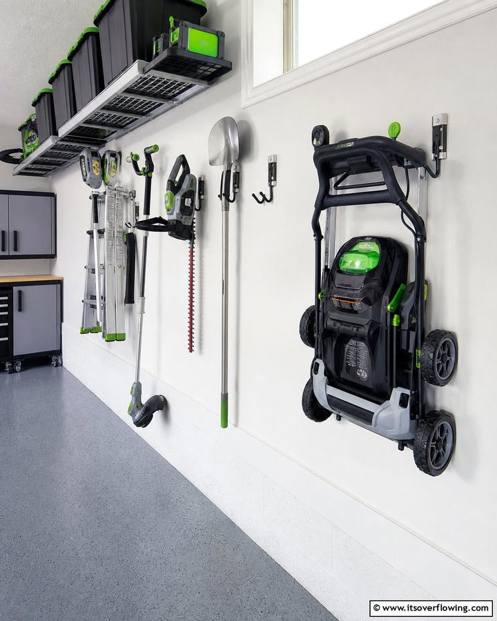Retractable Storage Hooks - 20 Smart Lawn Mower Storage Ideas for Your Garden