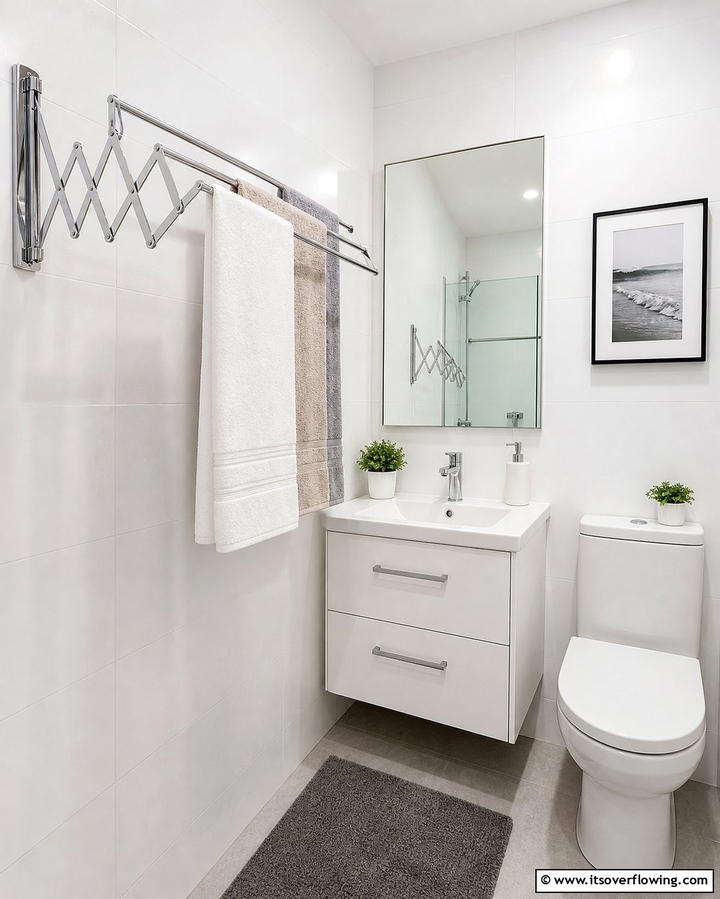 Retractable Towel Rack - 25 Creative Bathroom Towel Rack Ideas for Your Space