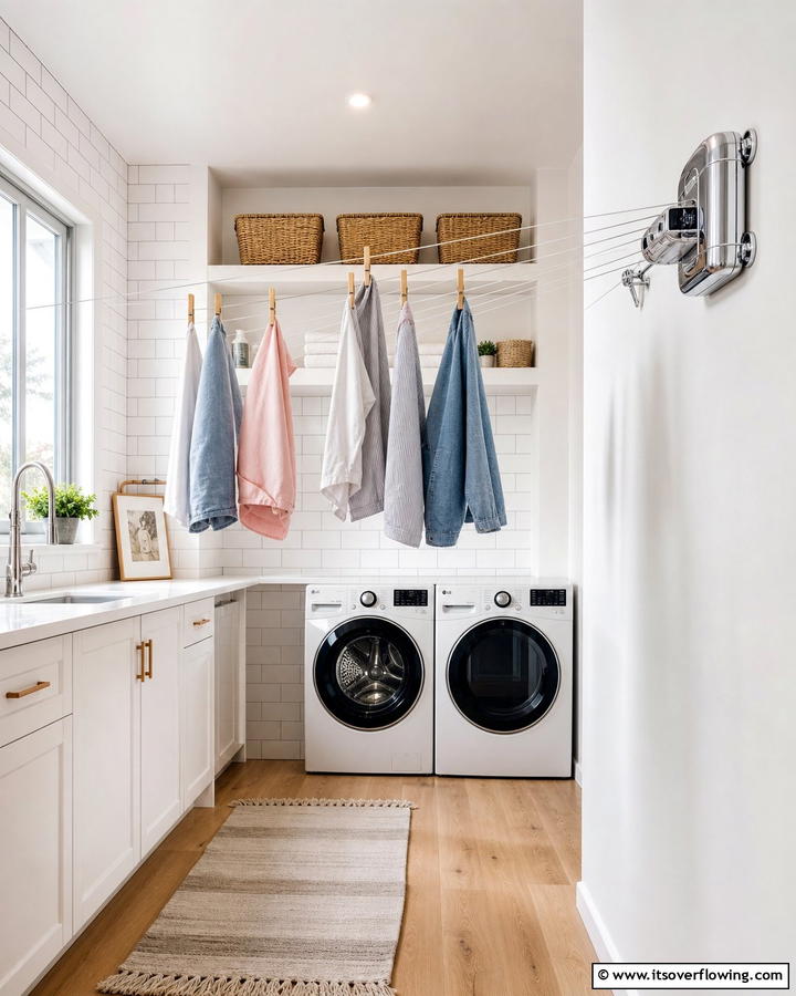 Retractable Utility Lines - 21 Laundry Room Storage Ideas for Clutter-Free Efficiency
