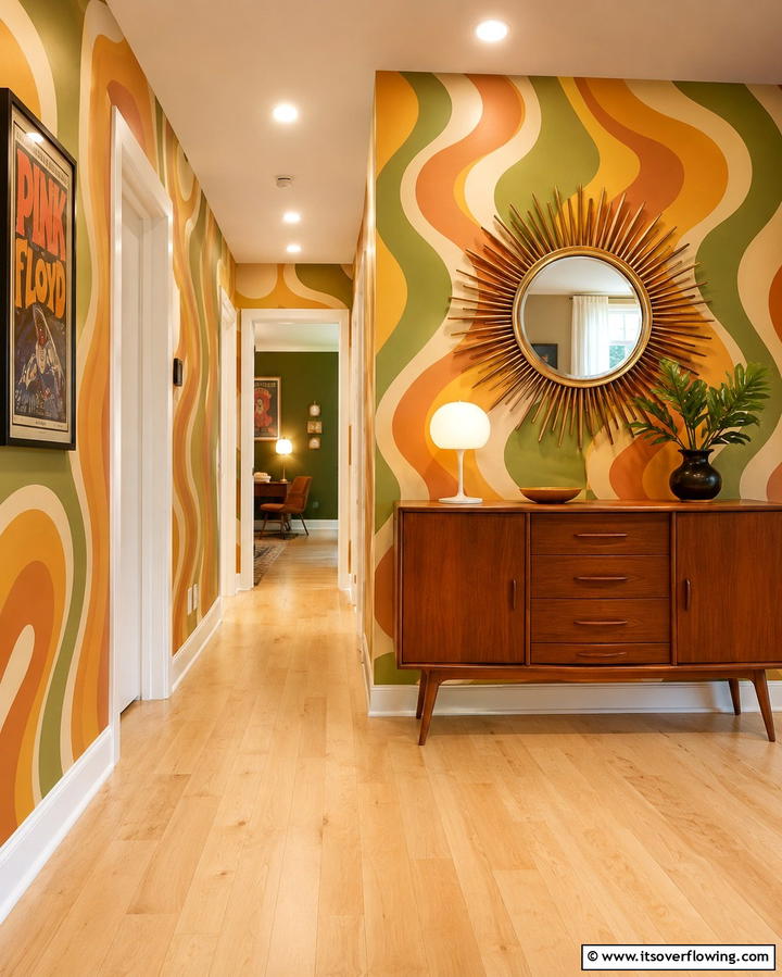 Retro 70s Vibes for a Funky Hallway Makeover - 30 Hallway Wallpaper Ideas for a Striking Entryway