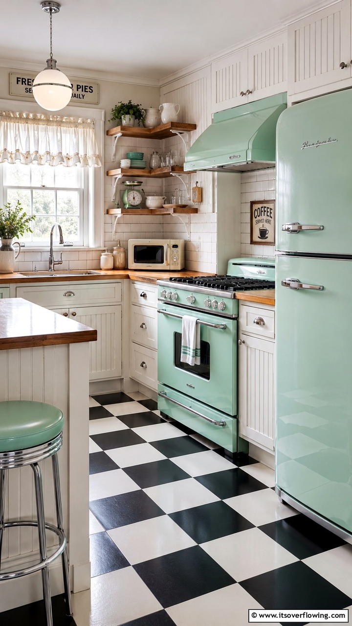 Retro Appliance Revival - 30 Cottage Kitchen Ideas for Cozy, Charming Farmhouse Style