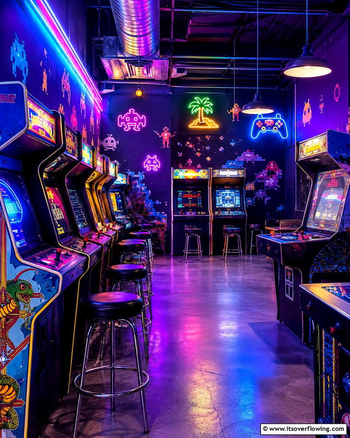 Retro Arcade Paradise - 30 Game Room Ideas for Fun Home Entertainment Spaces