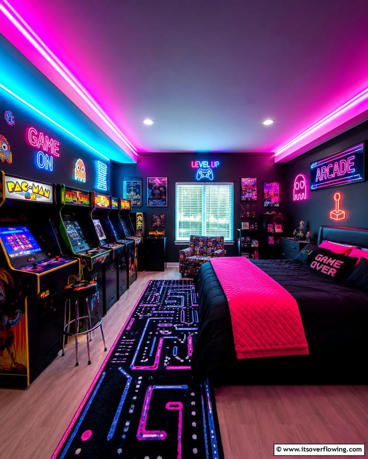 Retro Arcade Room - 25 Man Cave Bedroom Ideas for the Ultimate Retreat