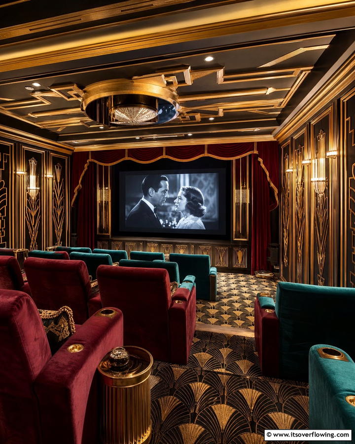 Retro Art Deco Home Theater - 30 Home Theater Ideas- Immersive Entertainment Spaces