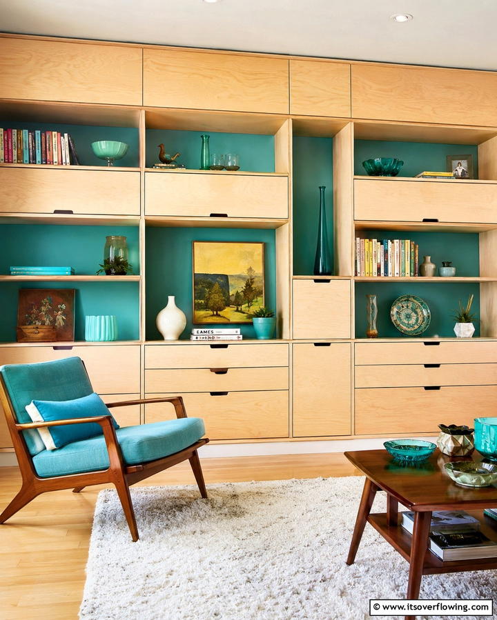 Retro Built In Storage - 30 1950s Living Room Ideas for Retro Charm Revival