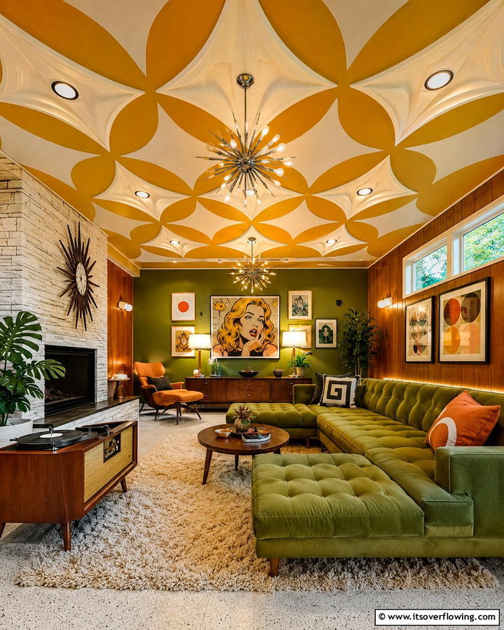 Retro Ceiling Vibes - 30 Accent Ceiling Ideas to Elevate Your Space