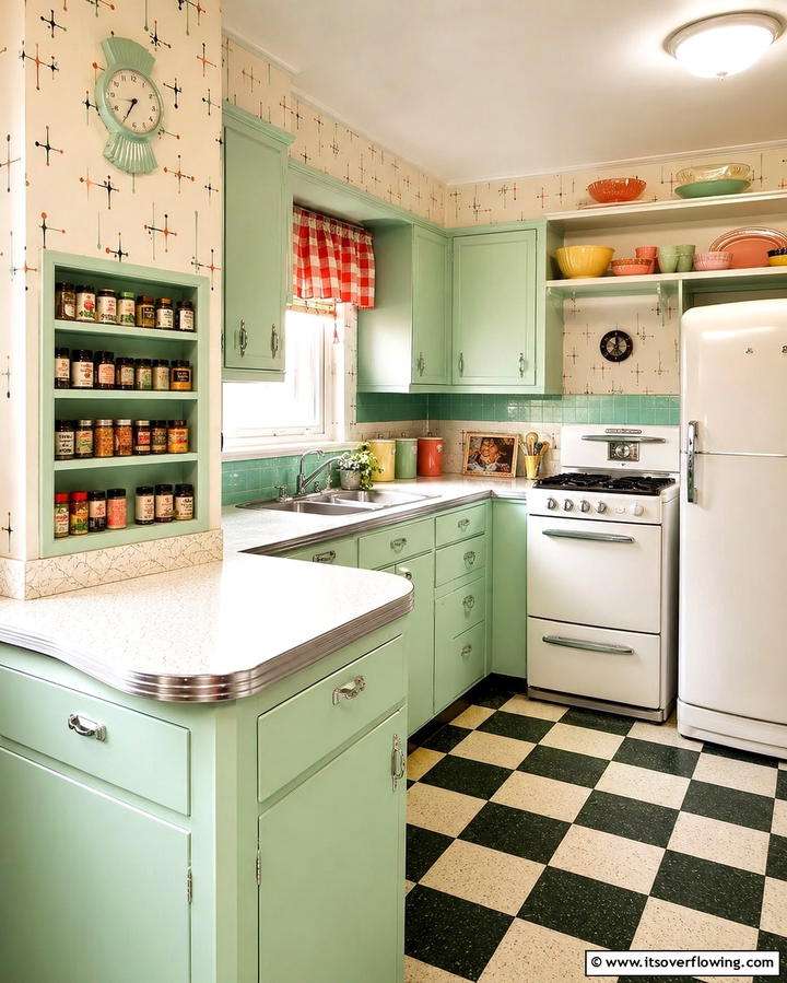 Retro Checkerboard Flooring - 25 1950s Kitchen Ideas for a Retro Home Makeover