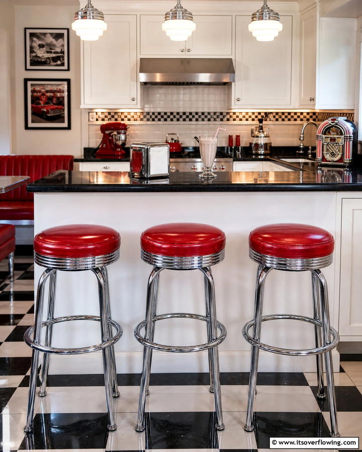 Retro Diner Bar Stools - 25 Retro Kitchen Ideas for a Vintage Vibe