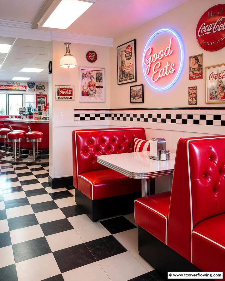Retro Diner Style Breakfast Nook - 21 Cozy Breakfast Nook Ideas for Charming Kitchen Corners