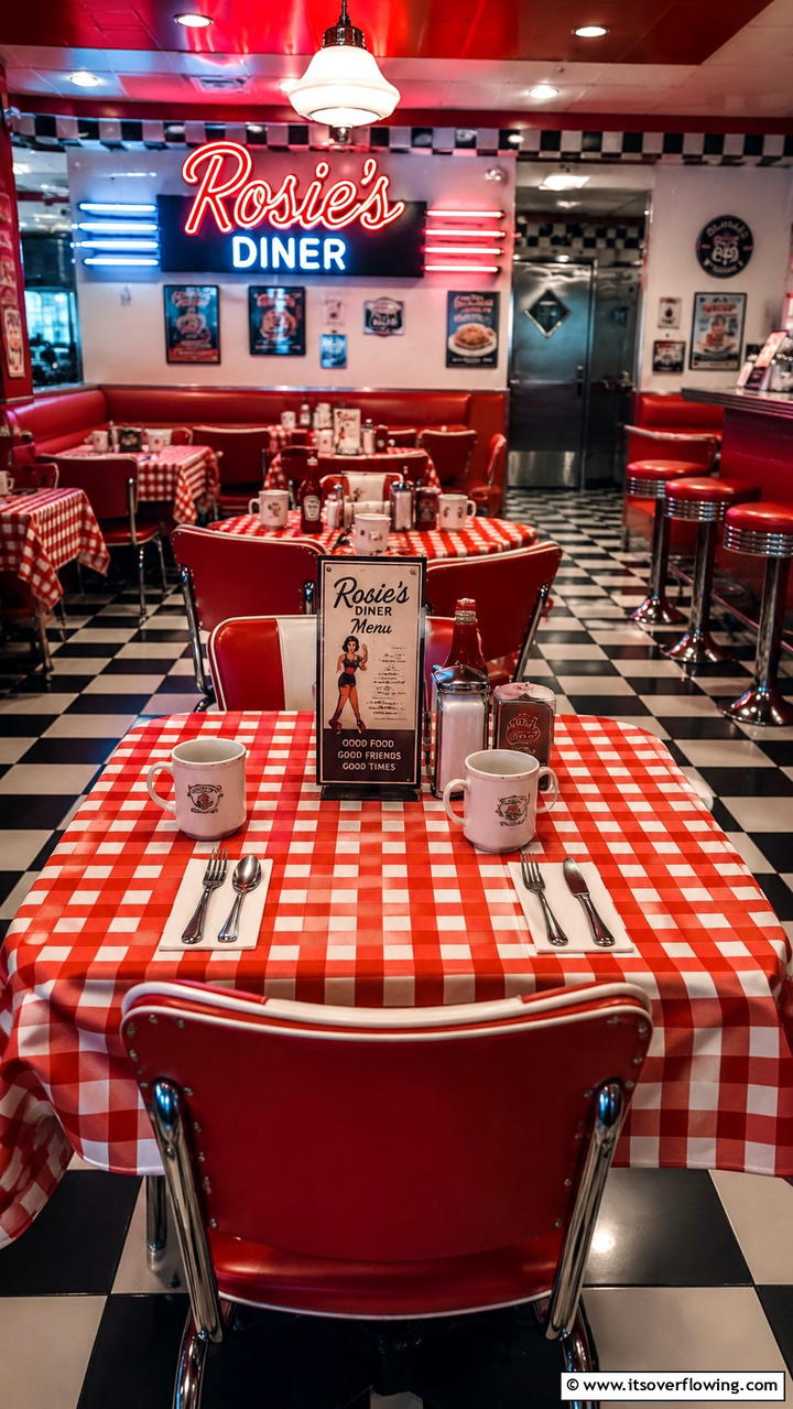 Retro Diner Vibes - 21 Elegant Tablescape Ideas for Memorable Dining Experiences