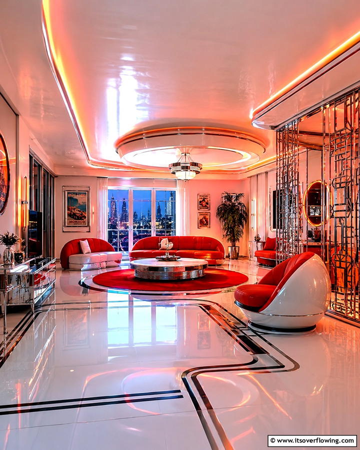 Retro Futuristic Appeal - 30 Art Deco Living Room Ideas for Luxurious Spaces