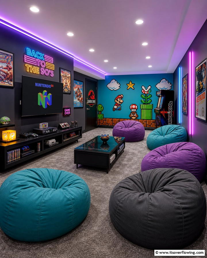 Retro Gaming Lounge - 25 Luxury Game Room Ideas for the Ultimate Entertainment Space