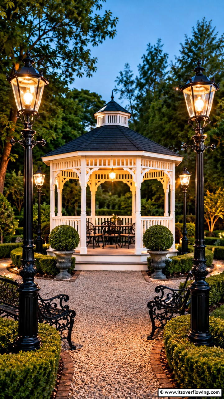 Retro Garden Lamps - 30 Gazebo Lighting Ideas- Ambient Outdoor Illumination