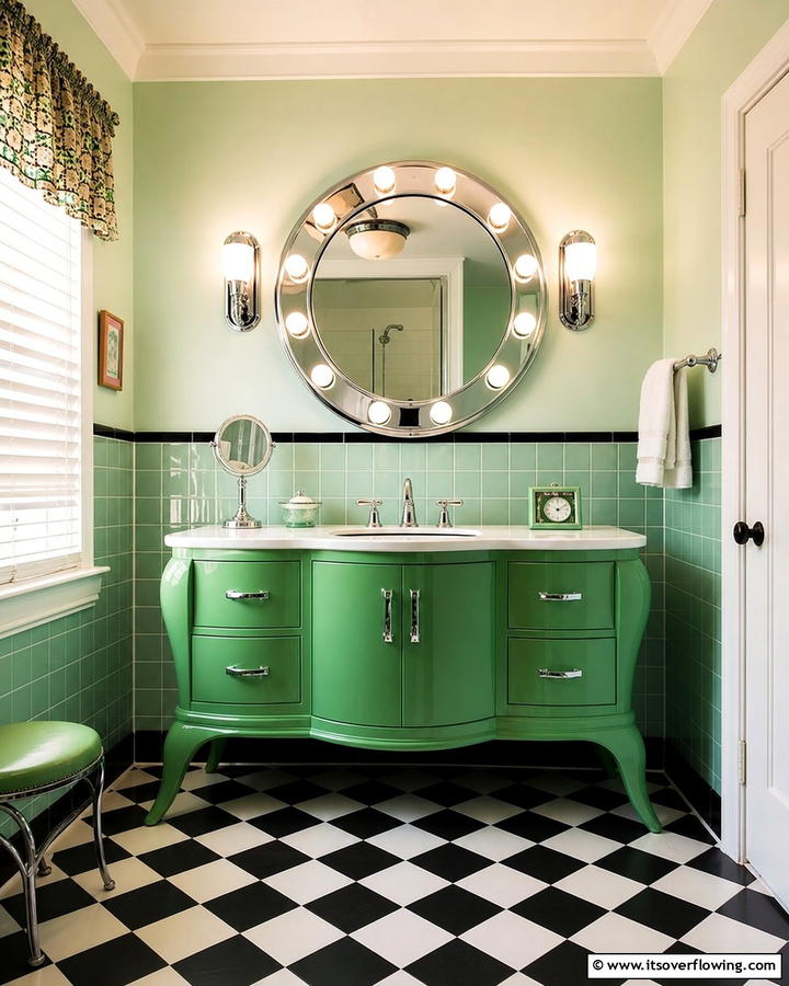 Retro Green Vanity for a Nostalgic Look - 20 Bathroom With Green Vanity Ideas for a Fresh Look