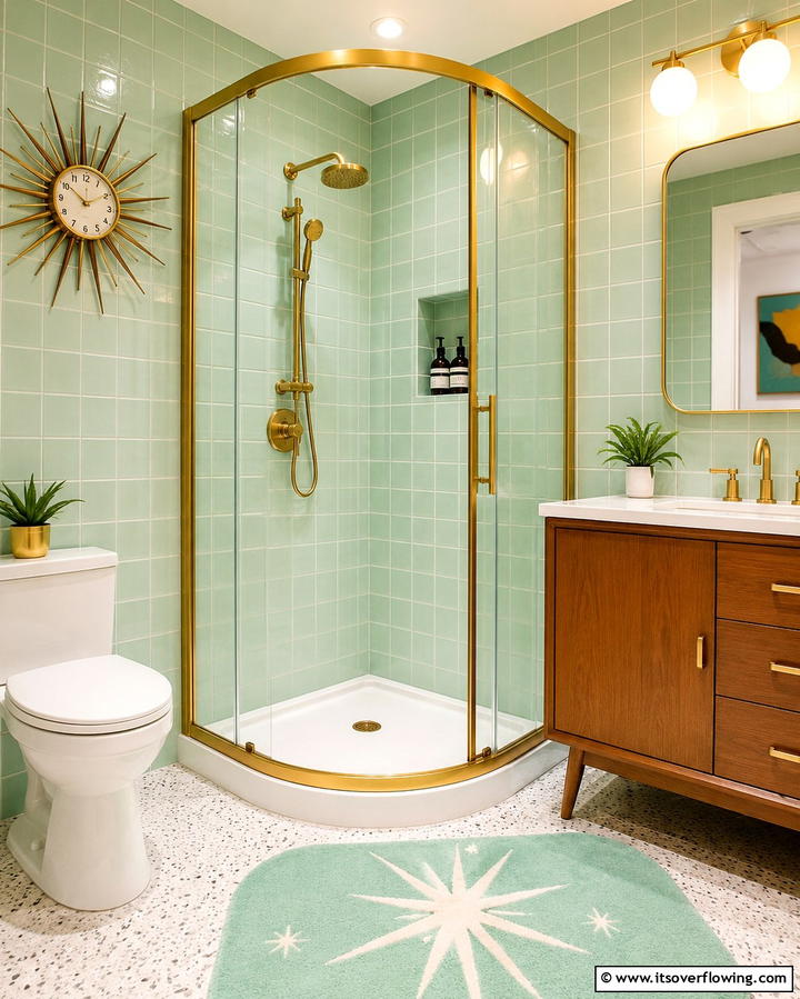 Retro Inspired Corner Shower - 30 Space-Efficient Corner Shower Ideas for Modern Bathrooms