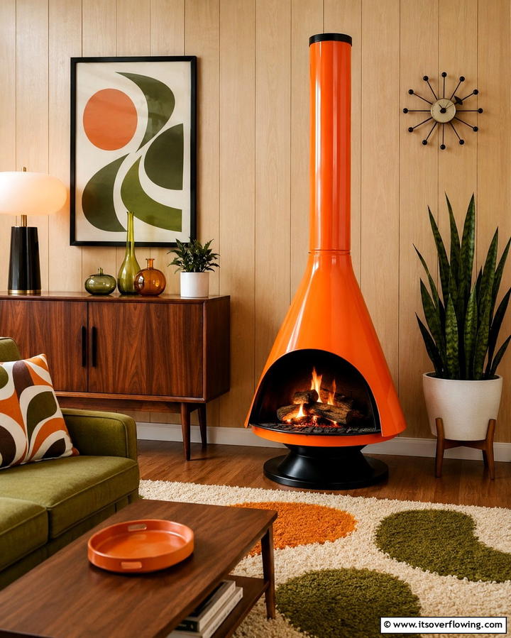Retro Inspired Faux Fireplace - 30 Faux Fireplace Ideas to Add Warmth Anywhere