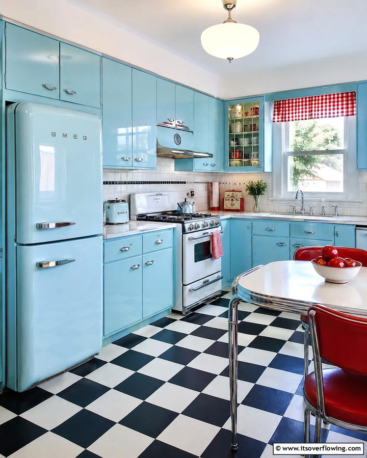 Retro Inspired Light Blue Cabinets - 25 Light Blue Kitchen Cabinets Ideas for a Coastal Vibe
