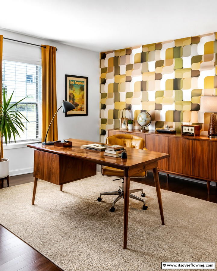 Retro Inspired Office - 30 Home Office Ideas Designed Specifically for Him