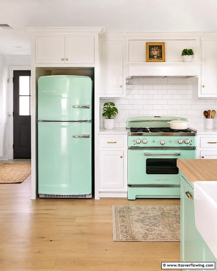 Retro Inspired Pastel Appliances - 25 Stylish Kitchen With Colored Appliances Ideas