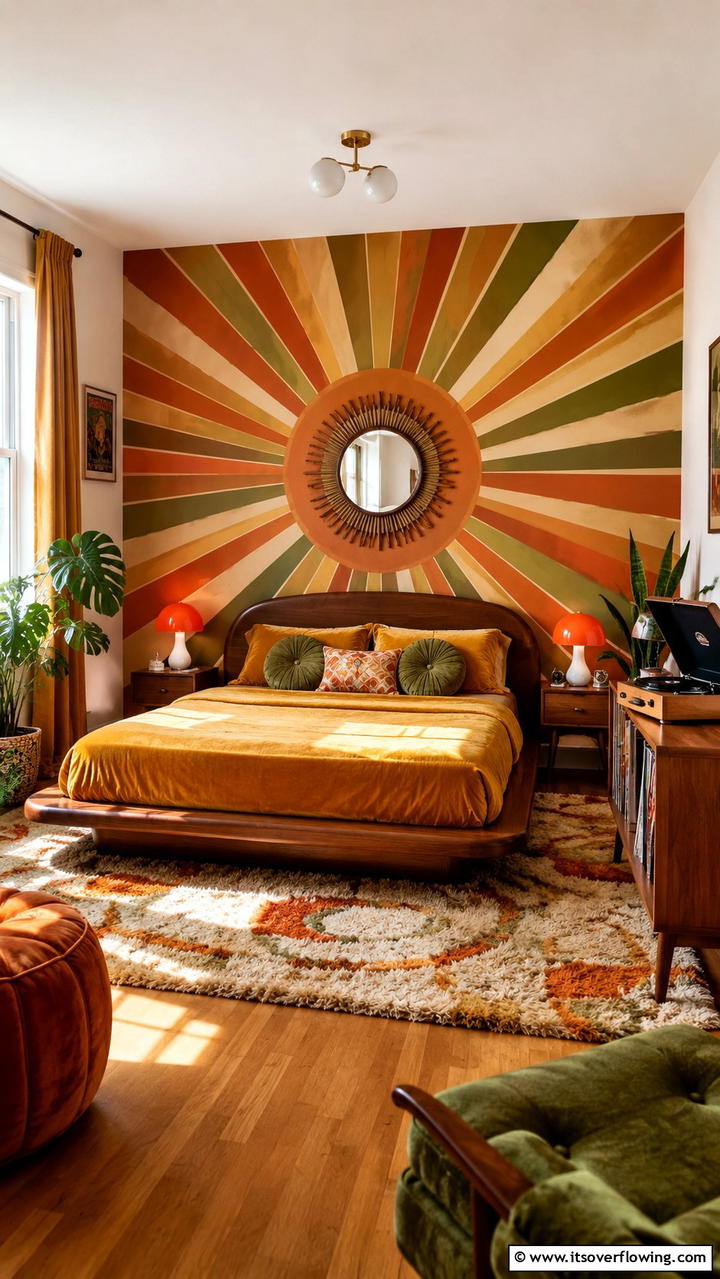 Retro Inspired Vibes - 30 Bedroom Accent Wall Ideas to Transform Your Space