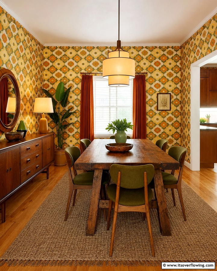 Retro Inspired Wallpaper - 25 70s Dining Room Design Ideas for Retro Charm