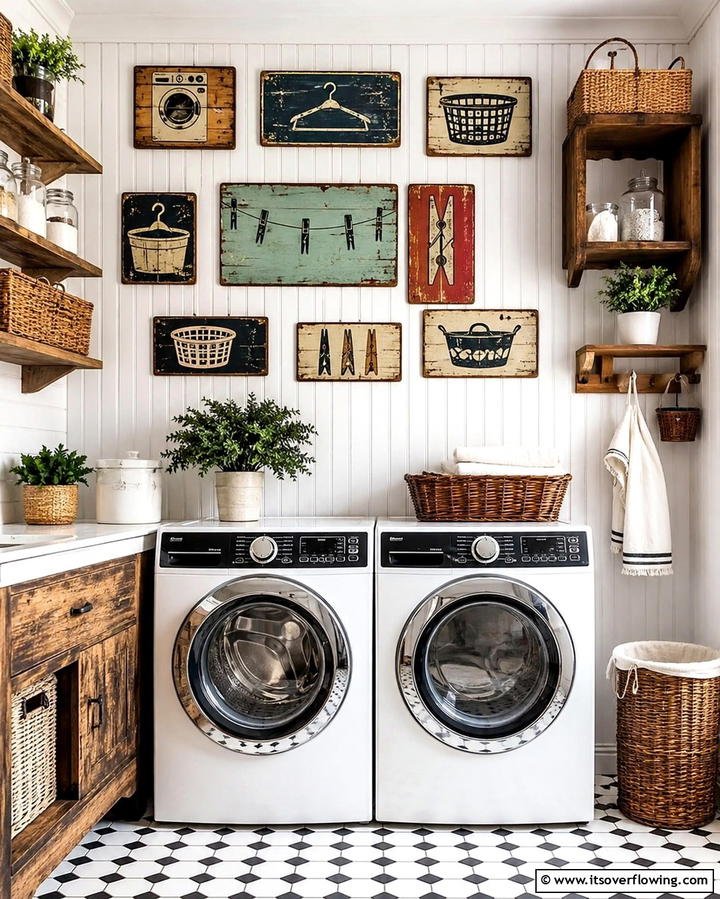 Retro Laundry Signs - 20 Vintage Laundry Room Decor Ideas for a Retro Look
