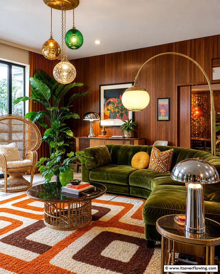Retro Lighting Fixtures - 25 Retro 70s Living Room Ideas for a Funky Vibe