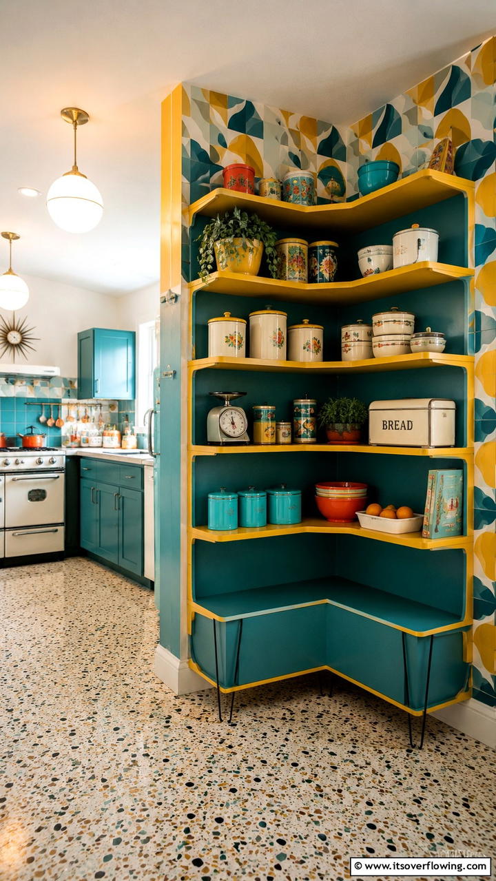Retro Mid Century Corner Pantry - 30 Corner Pantry Ideas to Maximize Kitchen Storage