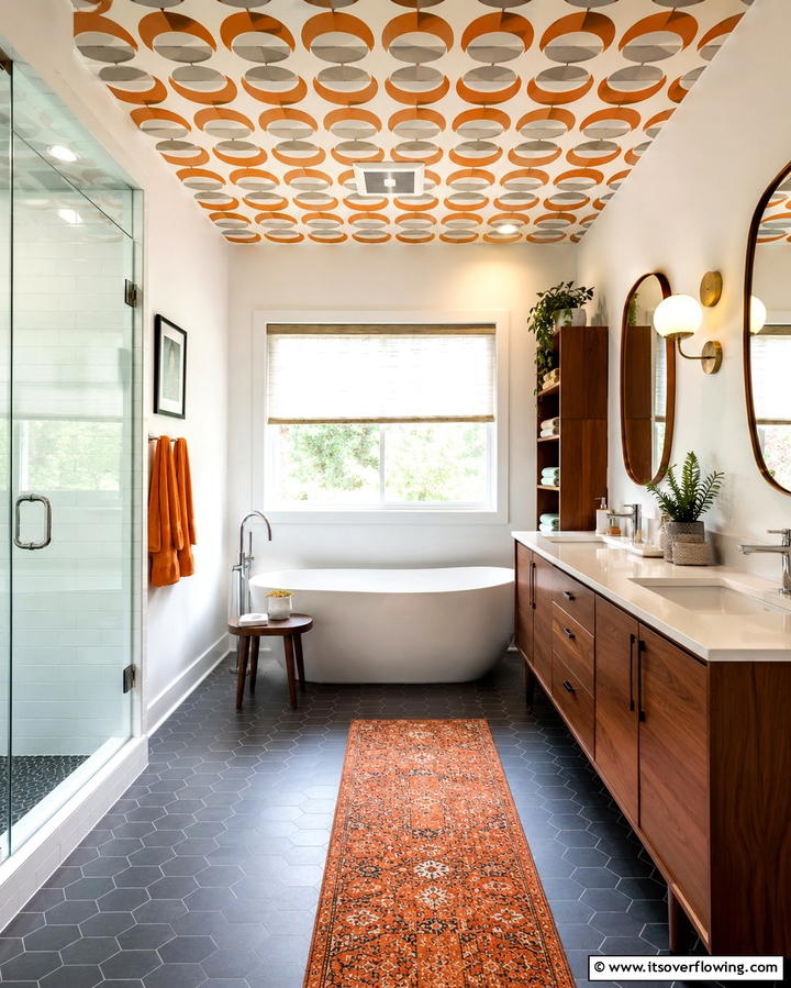Retro Modern Fusion - 30 Inspiring Bathroom Ceiling Ideas for Modern Homes