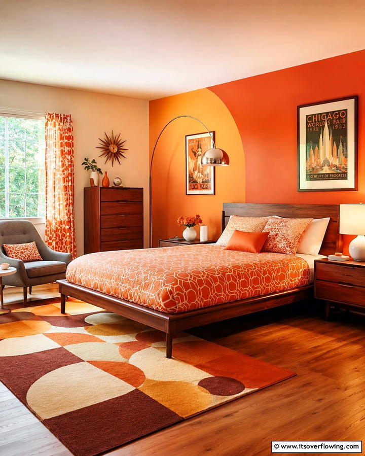 Retro Orange - 25 Colorful Bedroom Ideas to Brighten Your Space