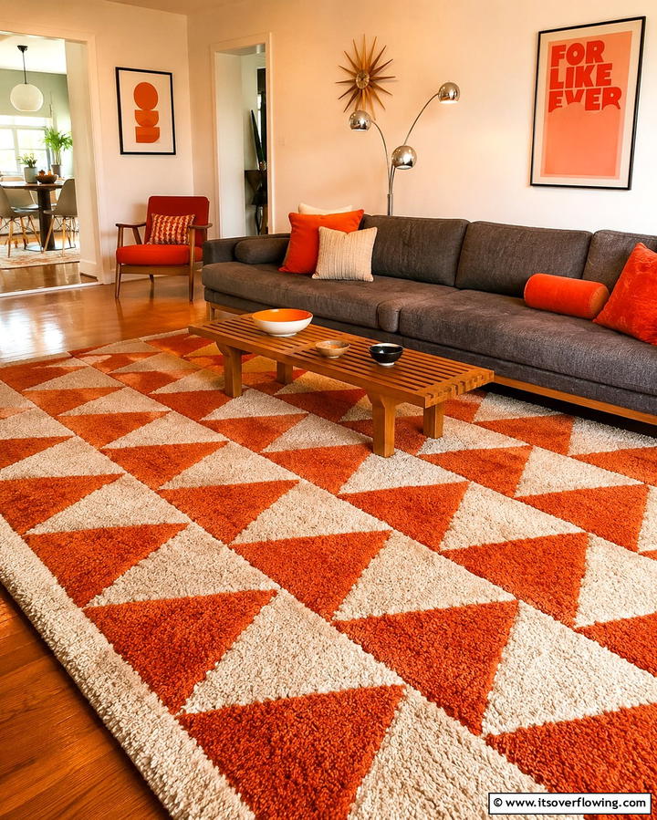 Retro Patterned Rugs - 30 1950s Living Room Ideas for Retro Charm Revival