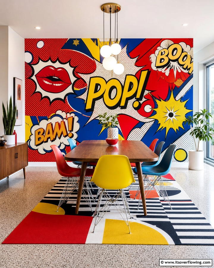 Retro Pop Art Inspirations - 30 Dining Room Accent Wall Ideas for Bold Style