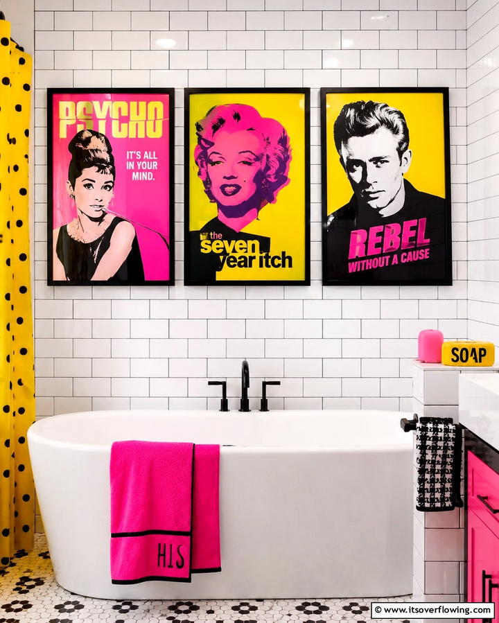 Retro Pop Art Posters - 30 Bathroom Art Ideas to Elevate Your Walls with Personality