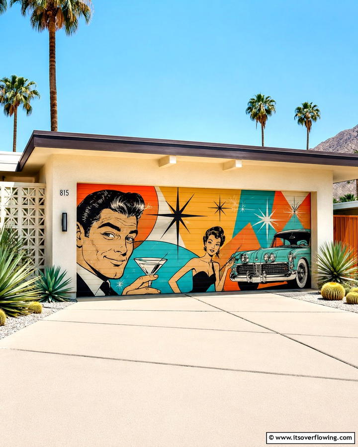 Retro Pop Culture Tribute - 30 Garage Door Mural Ideas for Creative Curb Appeal